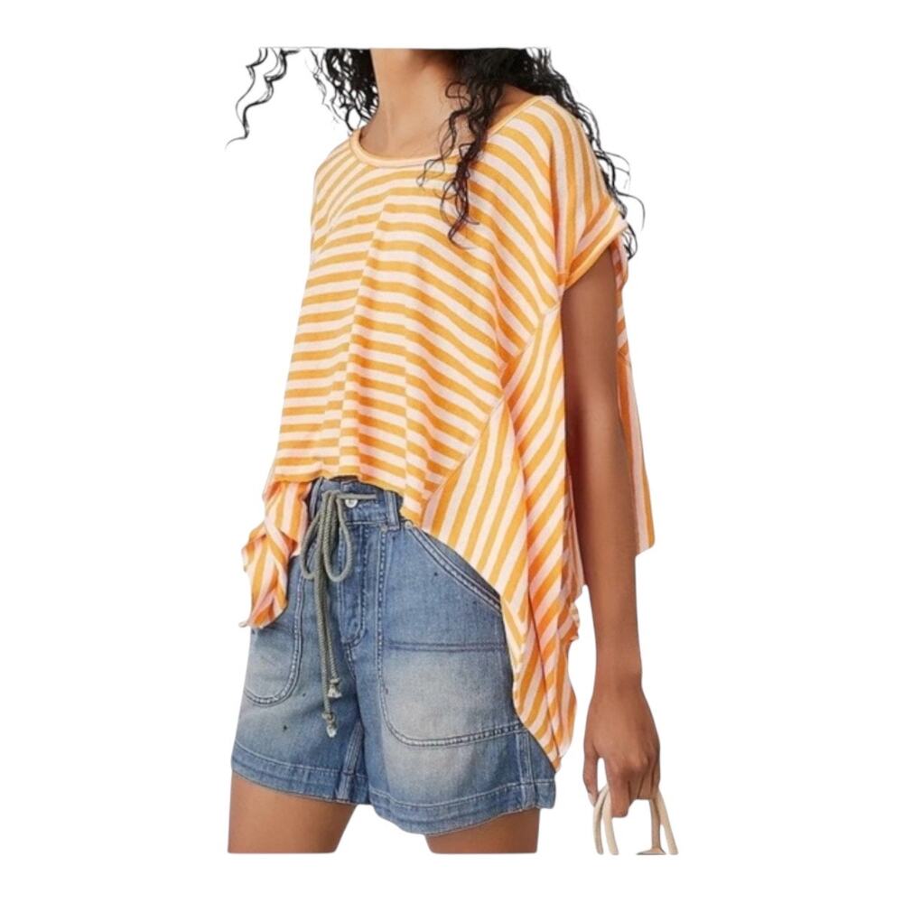 We the Free Angel Relaxed Top Women NWOT Orange Pink 100% Cotton Small